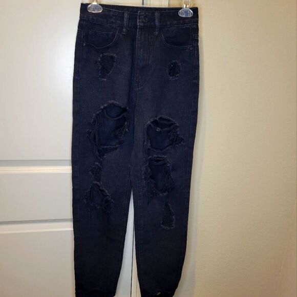 MISSGUIDEDRiot High Rise Ripped Mom petite Jeans. - Picture 13 of 13